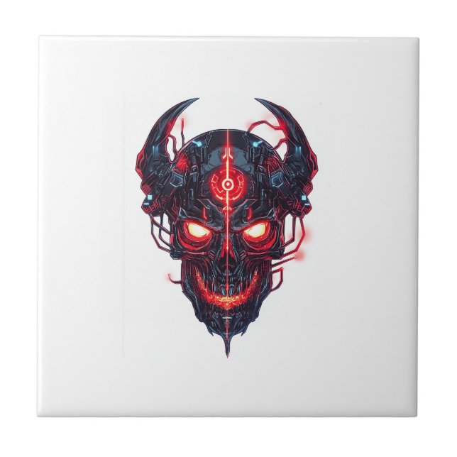 Cyber Demon Skull Lord Ceramic Tile (Front)