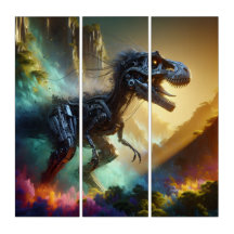 Cyber Dinosaur in Nature – Futuristic Beast