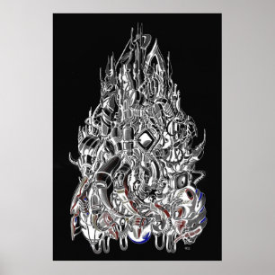 Cyber dome ink art poster