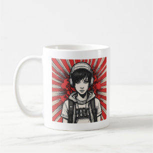 Cyber Emo Girl with Headphones in Bold Pop Art Coffee Mug