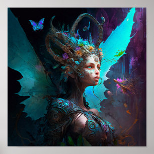 Cyber Fairy Fantasy Art Poster