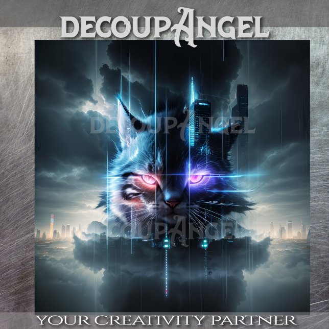 Cyber Feline Majesty Decoupage Tissue Paper (Creator Uploaded)