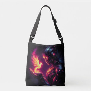 Cyber Futuristic Robot Phoenix Fire Spirit Crossbody Bag