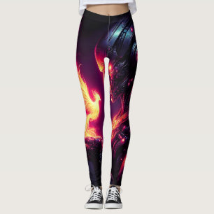Cyber Futuristic Robot Phoenix Fire Spirit Leggings