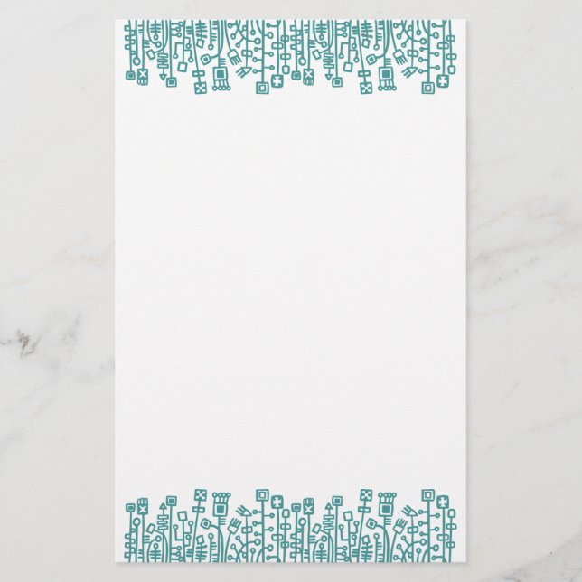 Cyber Garden - Ocean Green Stationery (Front)