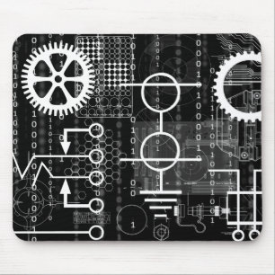 Cyber Gears Computer Code Geek Engineer Math Tech Mouse Pad