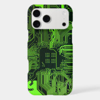 Cyber Green PCB Circuit Board Trace Pattern Art