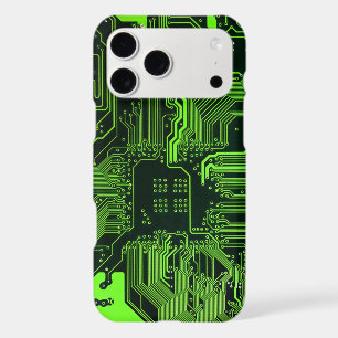 Cyber Green PCB Circuit Board Trace Pattern Art