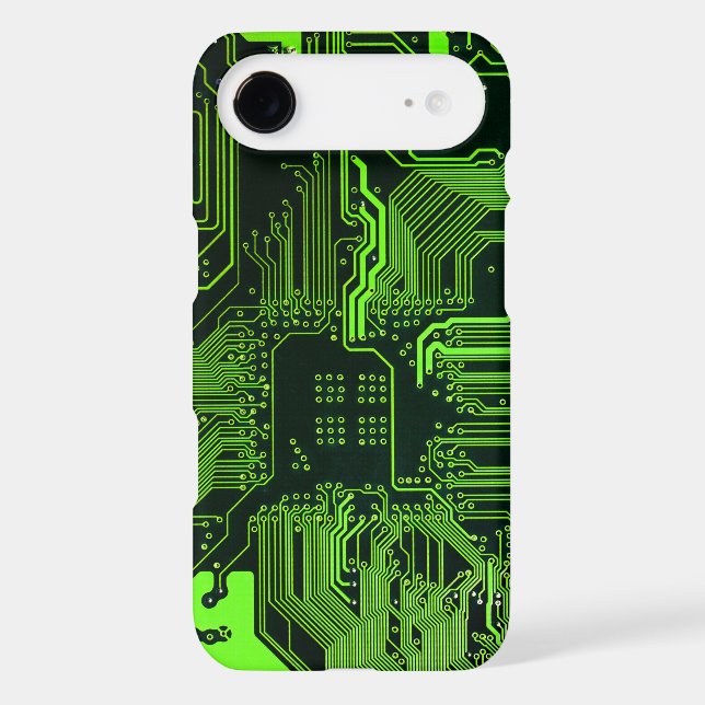 Cyber Green PCB Circuit Board Trace Pattern Art (Back)