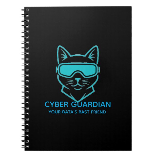 Cyber Guardian Neon Cat - Professional Tech & Codi Notebook (Front)