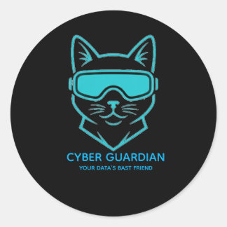 Cyber Guardian Neon Cat - Tech & Laptop Vinyl Stic Classic Round Sticker