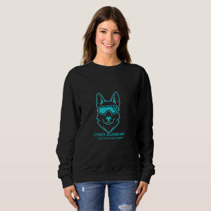 Cyber Guardian Neon Dog Mascot - Tech Streetwear S Sweatshirt