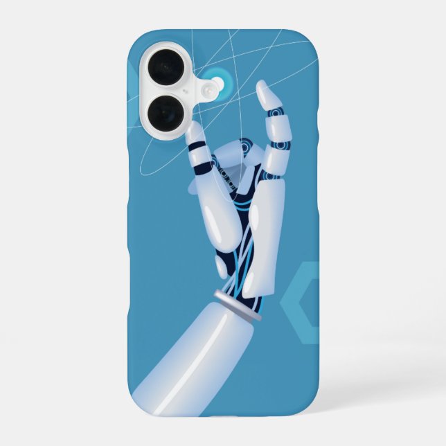 Cyber Hand with Atomic Sphere iPhone 16 Case (Back)