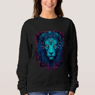 Cyber Leo Zodiac Embrace Futuristic Lion Energy Sweatshirt