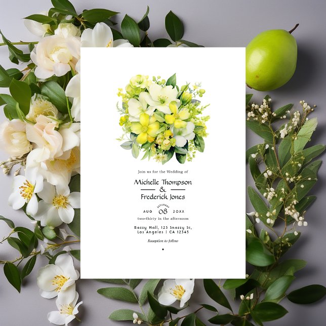 Cyber Lime Floral Wedding Invitation (Creator Uploaded)
