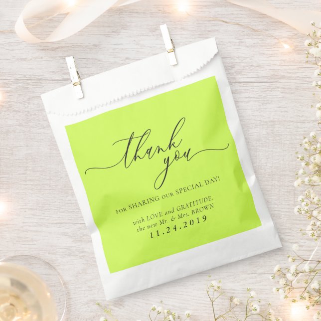 Cyber Lime Jet Black Formal Minimalist Wedding Favour Bag (Clipped)