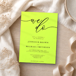Cyber Lime Jet Black Signature We Do Typo Wedding Invitation