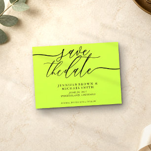 Cyber Lime Jet Black Wedding Save Date Photo Save The Date
