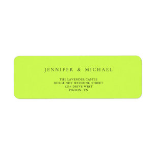 Cyber Lime Jet Black Weds Wedding mowing address Return Address Label