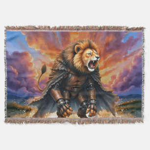 Cyber Lion of the Wastelands  Throw Blanket