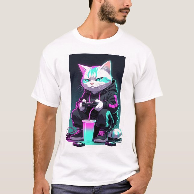 Cyber Lounge Cat T-Shirt (Front)