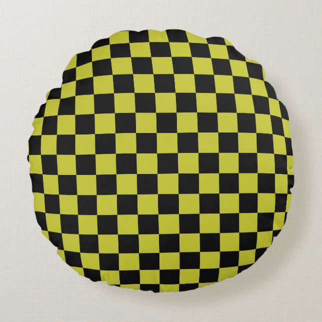 Cyber lyme chequerboard pattern round cushion (Front)