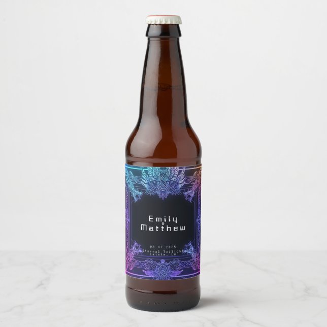 Cyber-Mediaeval Fusion Wedding Beer Bottle Label (Front)