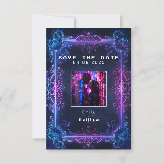 Cyber-Mediaeval Fusion Wedding Save The Date (Front)