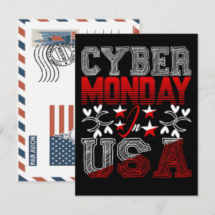 Cyber monday in usa sales event hand-drawn design holiday postcard