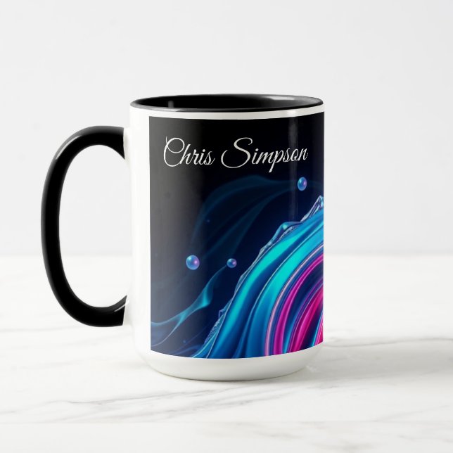 Cyber-Natural Wave Mural Full Wrap Personalised Mug (Left)