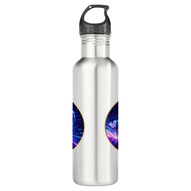 **Cyber Neon Horse – Futuristic Glow Art** 710 Ml Water Bottle (Front)