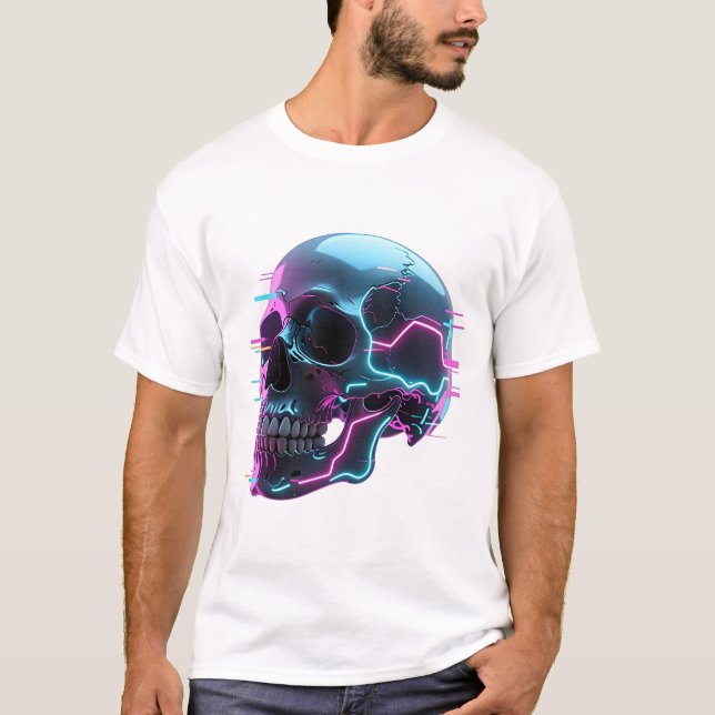 Cyber Neon Skull T-Shirt (Front)