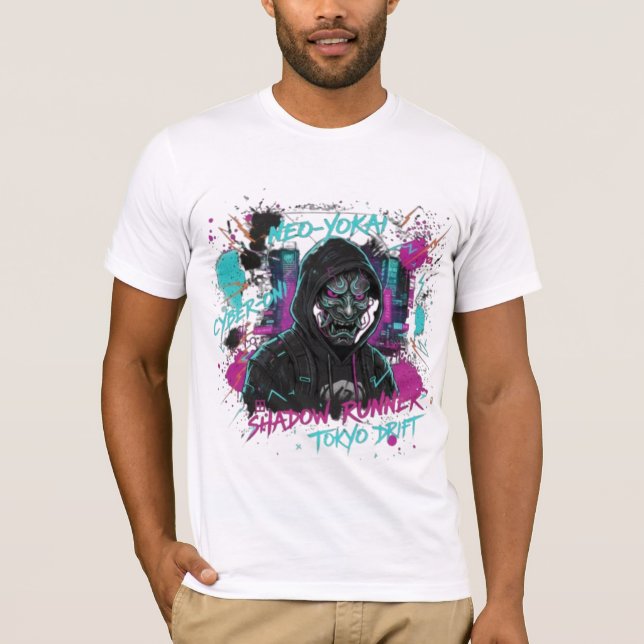 CYBER-NINJA GHOST PROTOCOL | Futuristic Oni Mask S T-Shirt (Front)