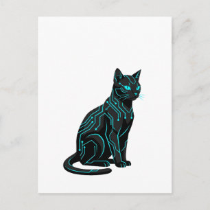 Cyber Nyan Futuristic Cyberpunk Cat Gamer Apparel Postcard