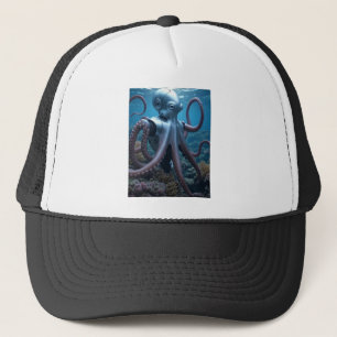 Cyber Octopus black and white foam trucker hat
