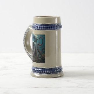 Cyber Octopus blue stein 2 sided