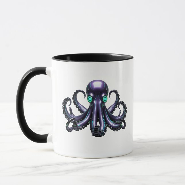 Cyber Octopus – Futuristic Sea Creature Mug (Left)