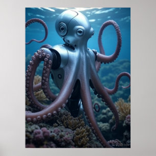 Cyber Octopus matte poster