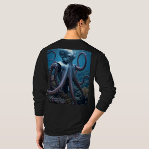 Cyber Octopus men black long sleeve T-shirt back