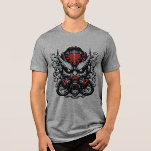 Cyber Oni: Smoke Warrior Mask Tri-Blend Shirt