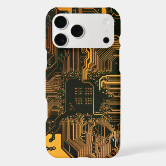 Cyber Orange PCB Circuit Board Trace Pattern Art