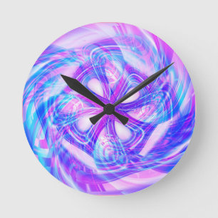 Cyber Pink and Blue Round Clock