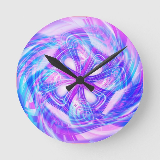 Cyber Pink and Blue Round Clock (Front)