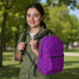 Cyber Plaid Printed Backpack