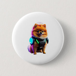 Cyber Pomeranian Explorer of the Future 6 Cm Round Badge
