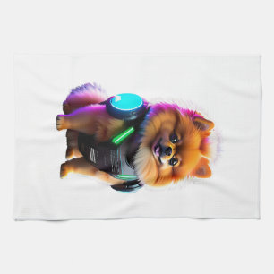 Cyber Pomeranian Explorer of the Future Tea Towel