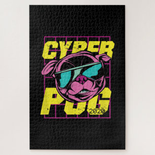 Cyber Pug 2021 Funny Dog Pug Design Jigsaw Puzzle