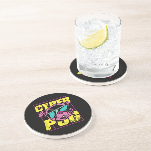 Cyber Pug | Cool Pug Dog Coaster (Side)