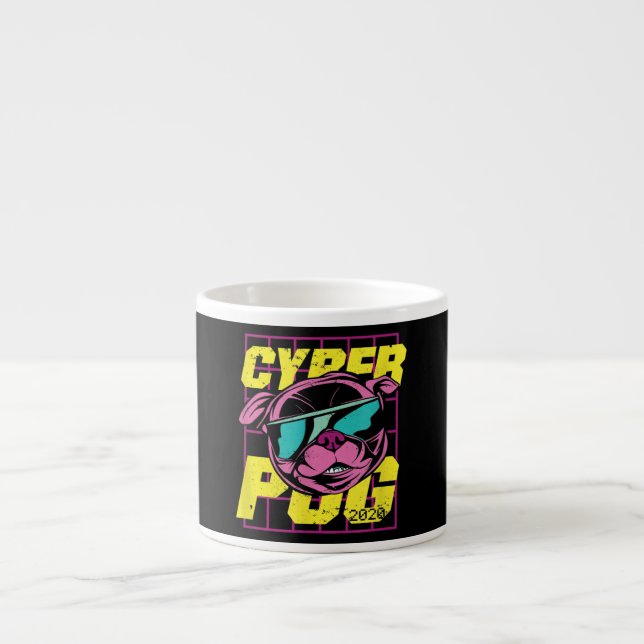 Cyber Pug | Cool Pug Dog Espresso Cup (Front)