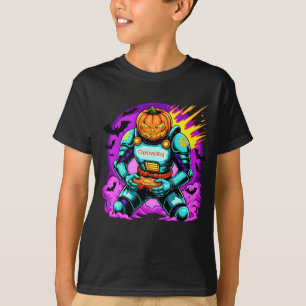 Cyber Pumpkin Gamer Knight Spooky Halloween T-Shirt